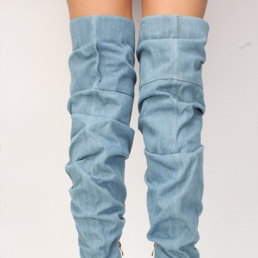 ❗️DEAL OF THE DAY❗️Blue Thigh High Boots - Picture 3 of 3